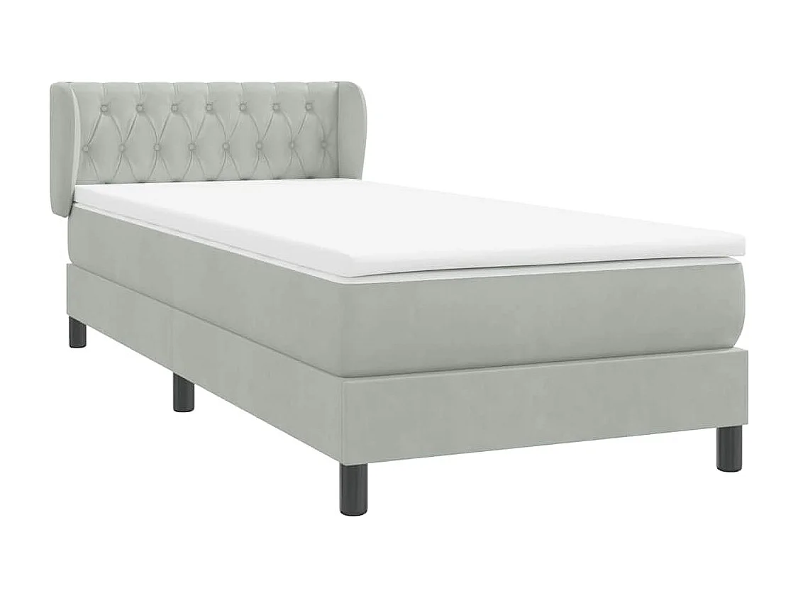 Boxspring met matras fluweel lichtgrijs 90x210 cm