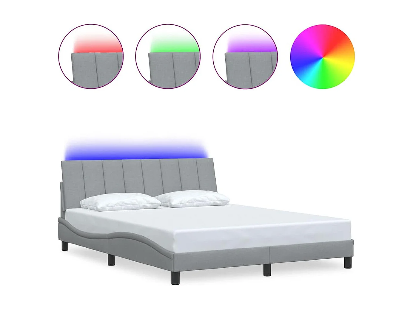 Cadre de lit sans matelas gris clair 160x200 cm tissu