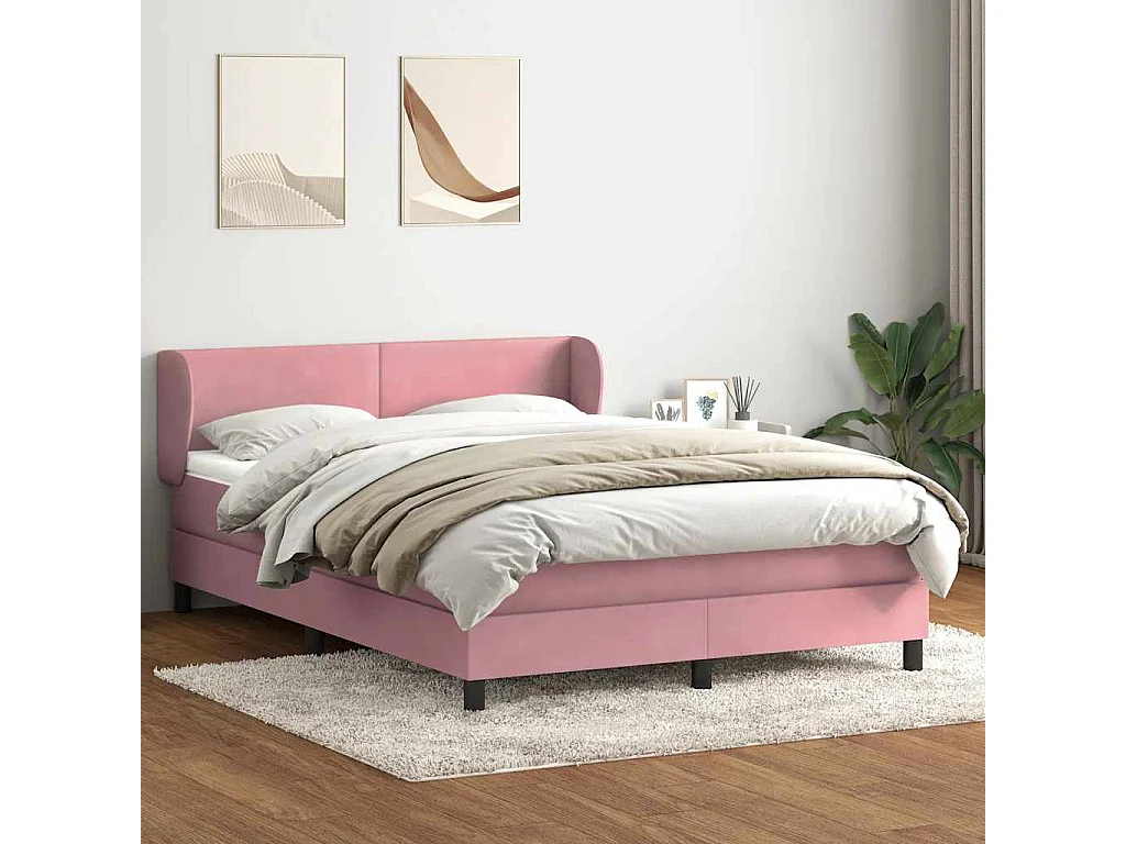 Cama com molas/colchão 140x220 cm veludo rosa