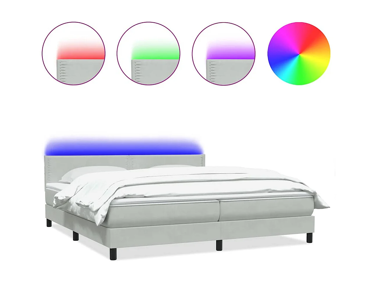 Cama com molas/colchão 180x220 cm veludo cinzento-claro