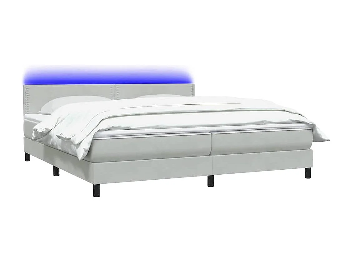 Cama com molas/colchão 180x220 cm veludo cinzento-claro