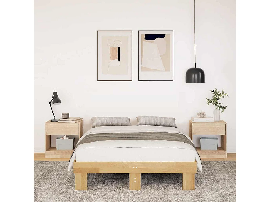 Cadre de lit sans matelas 120x200 cm bois massif de chêne