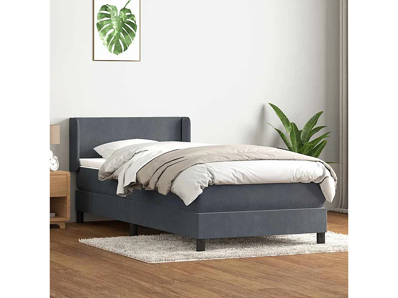 Cama com molas/colchão cinza-escuro 80x220 cm veludo