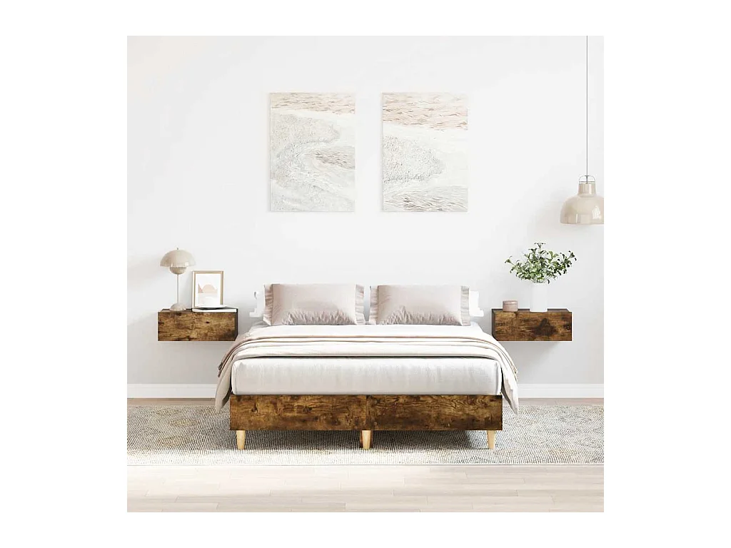 Cadre de lit sans matelas chêne fumé 140x190 cm bois ingénierie