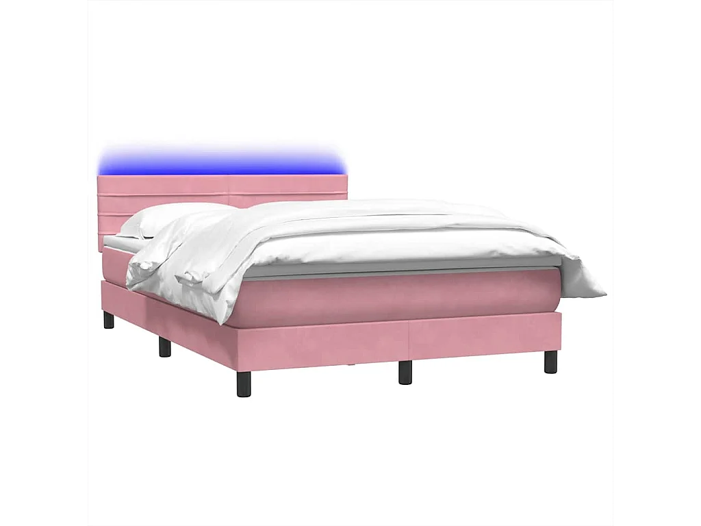 Cama box spring con colchón terciopelo rosa 140x220 cm