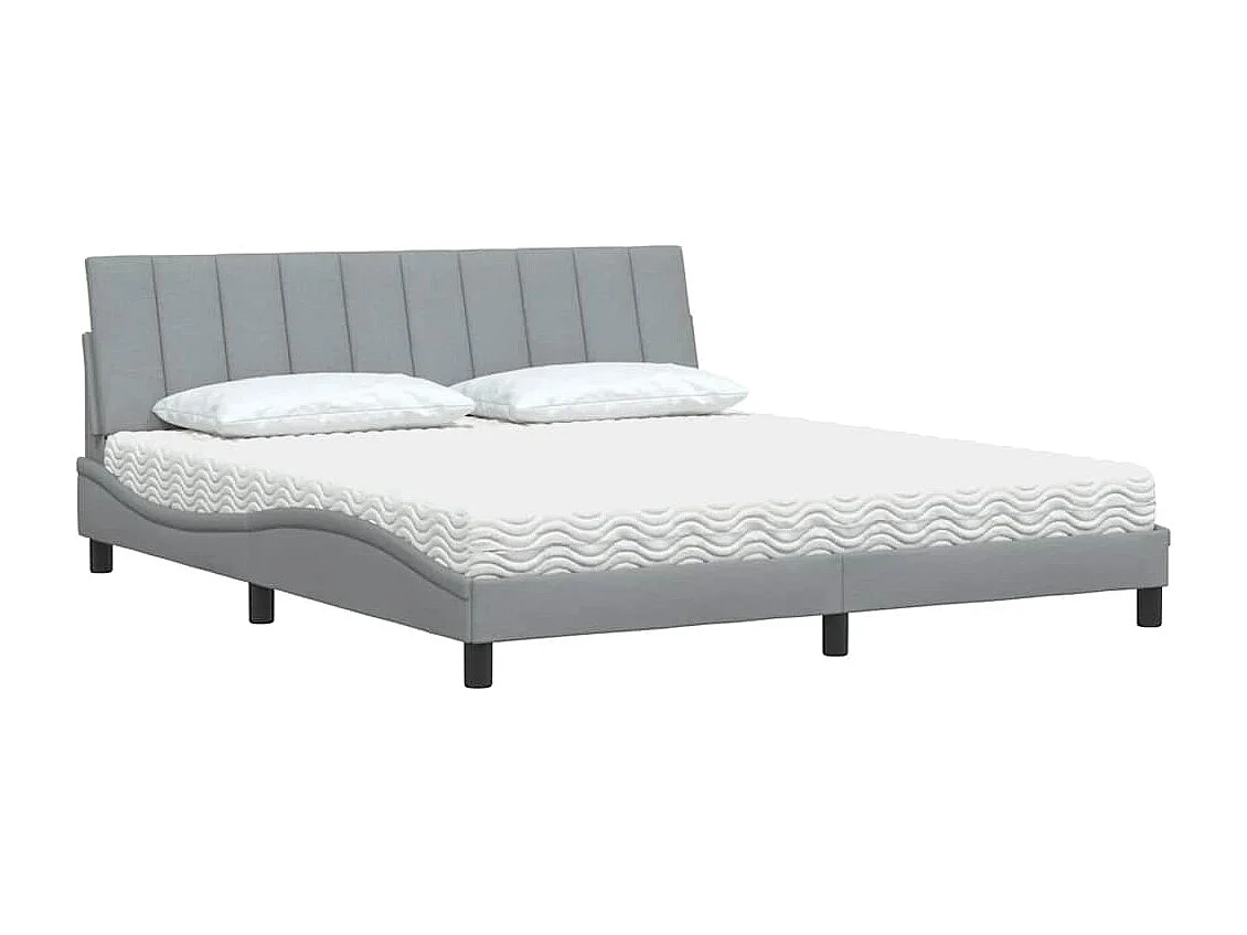Bed met matras "Hanko" stof lichtgrijs 180x200 cm