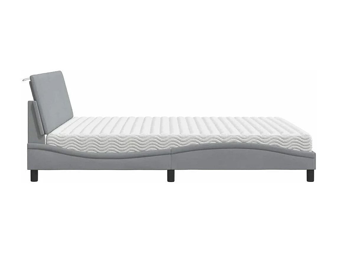 Bed met matras "Hanko" stof lichtgrijs 180x200 cm