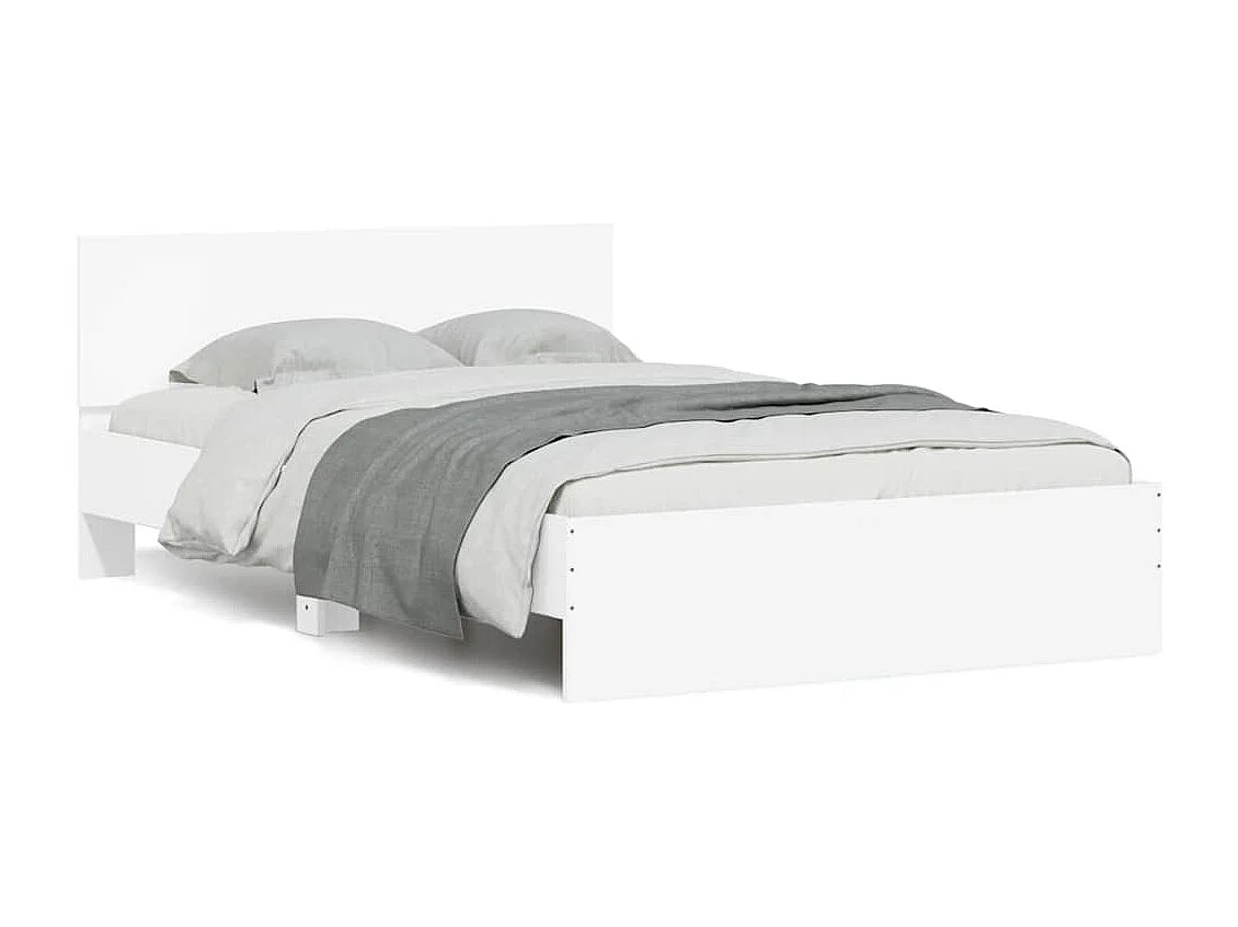 Estrutura de cama com cabeceira e luzes LED 120x200 cm branco