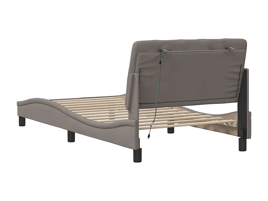 Cadre de lit avec LED sans matelas taupe 100x200 cm tissu