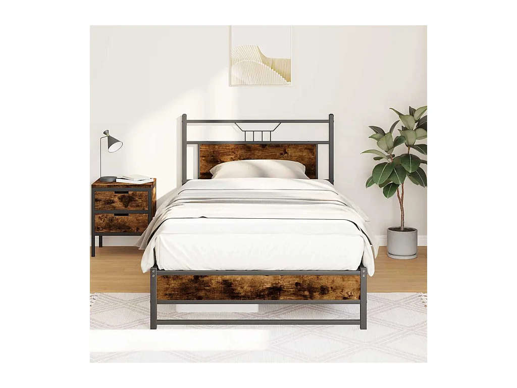 Bedframe zonder matras spaanplaat gerookt eikenkleurig