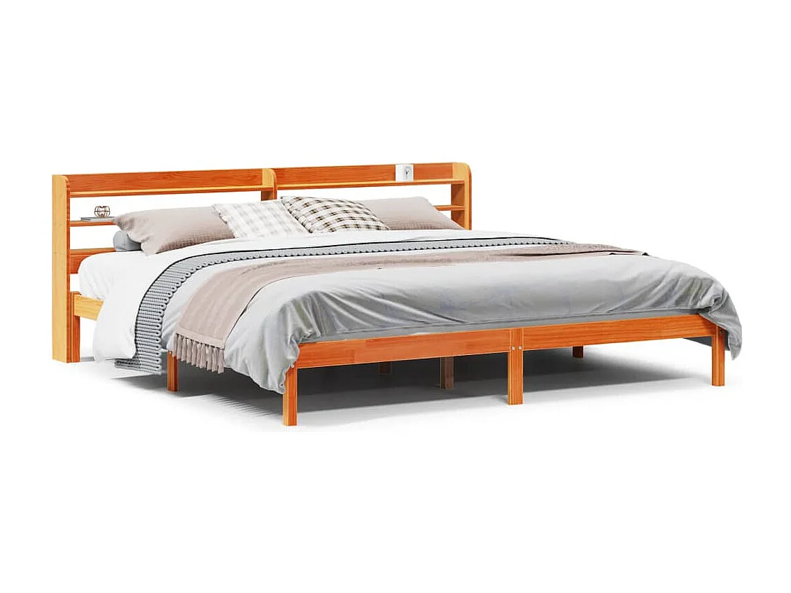 Cadre de lit et tête de lit sans matelas cire marron 180x200 cm