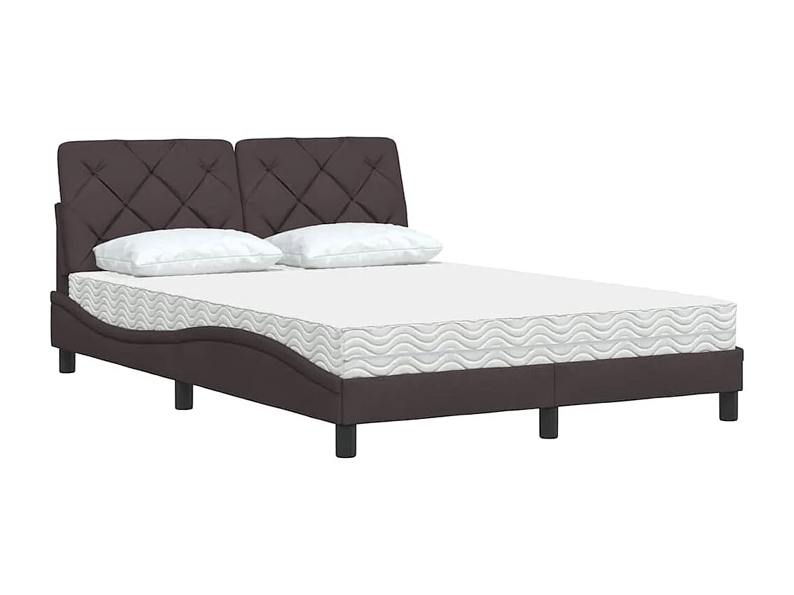 Lit avec matelas marron foncé 120x200 cm tissu