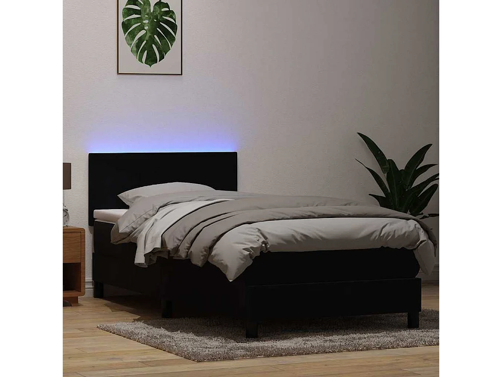 Sommier à lattes de lit avec matelas noir 80x220 cm velours