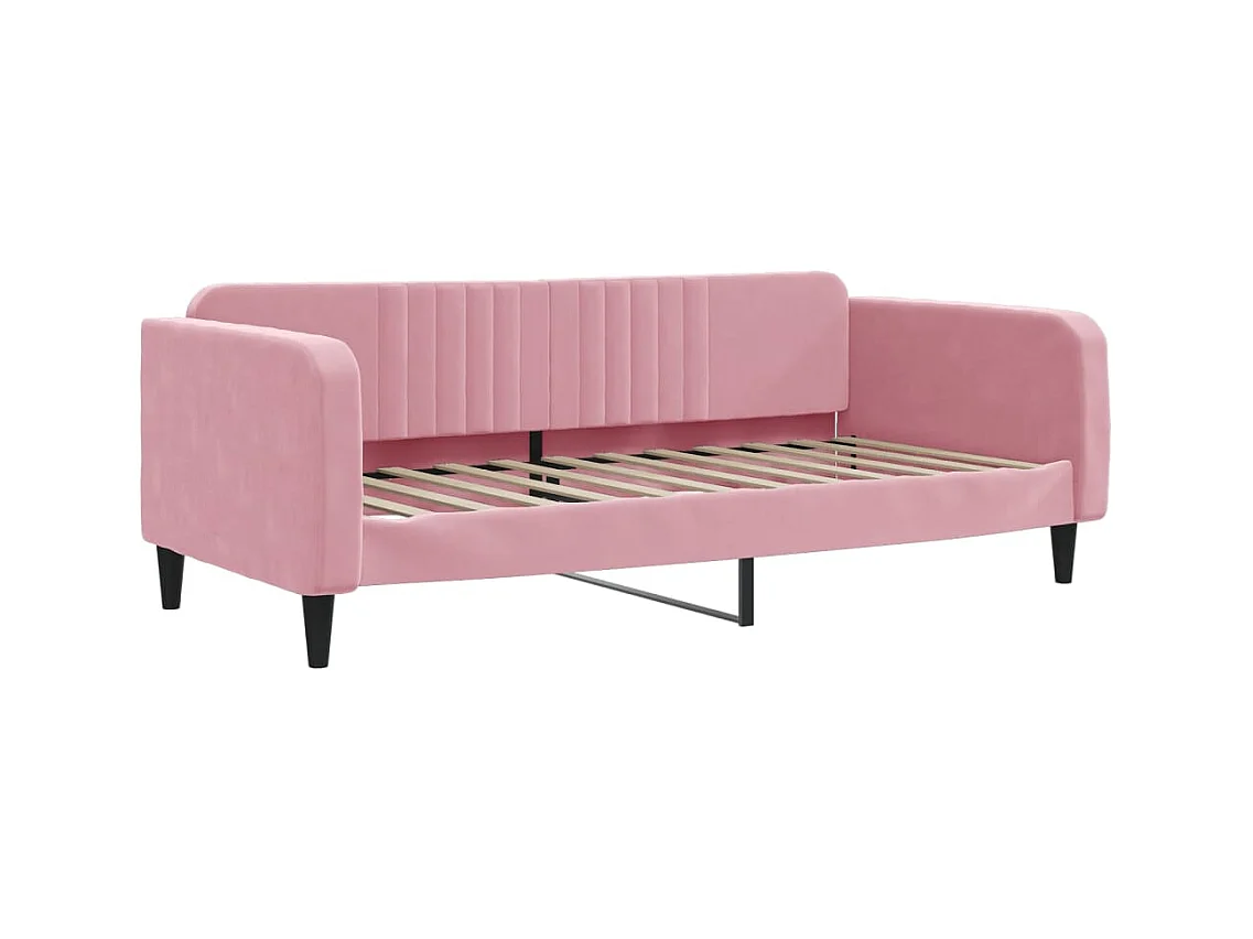 Lit de jour avec matelas rose 90x200 cm velours