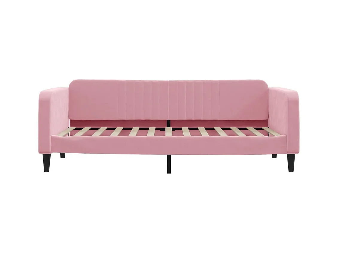 Lit de jour avec matelas rose 90x200 cm velours