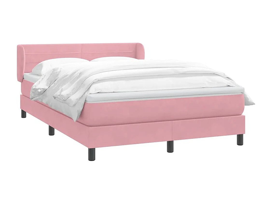Boxspring met matras fluweel roze 140x210 cm