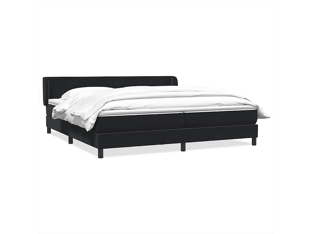 Cama box spring con colchones terciopelo negro 180x220 cm