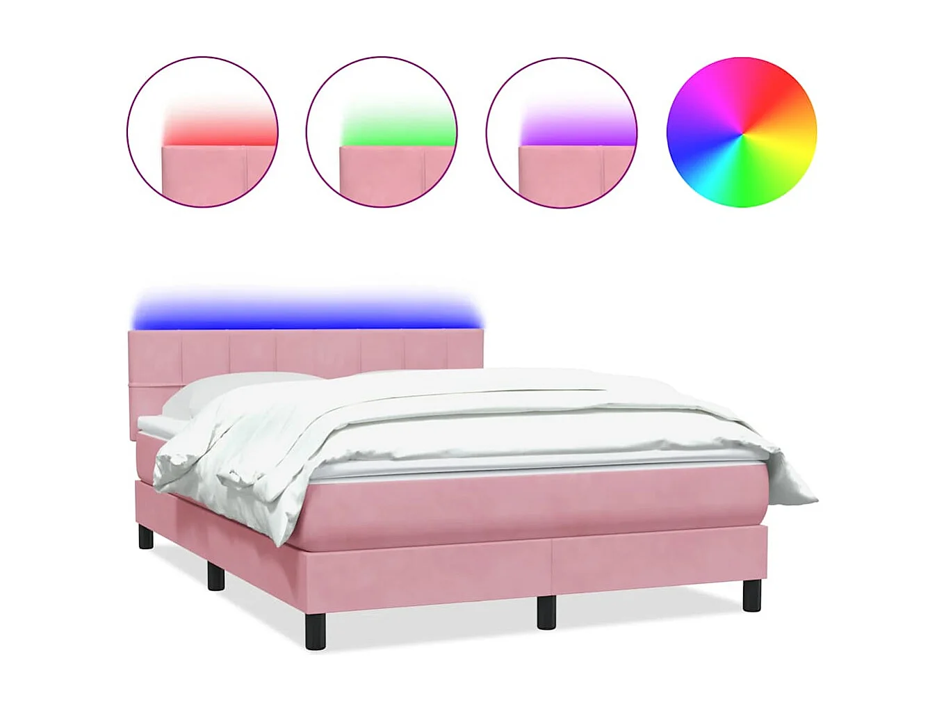 Sommier à lattes de lit avec matelas rose 140x210 cm velours