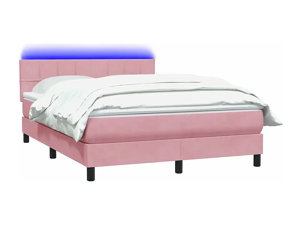 Sommier à lattes de lit avec matelas rose 140x210 cm velours