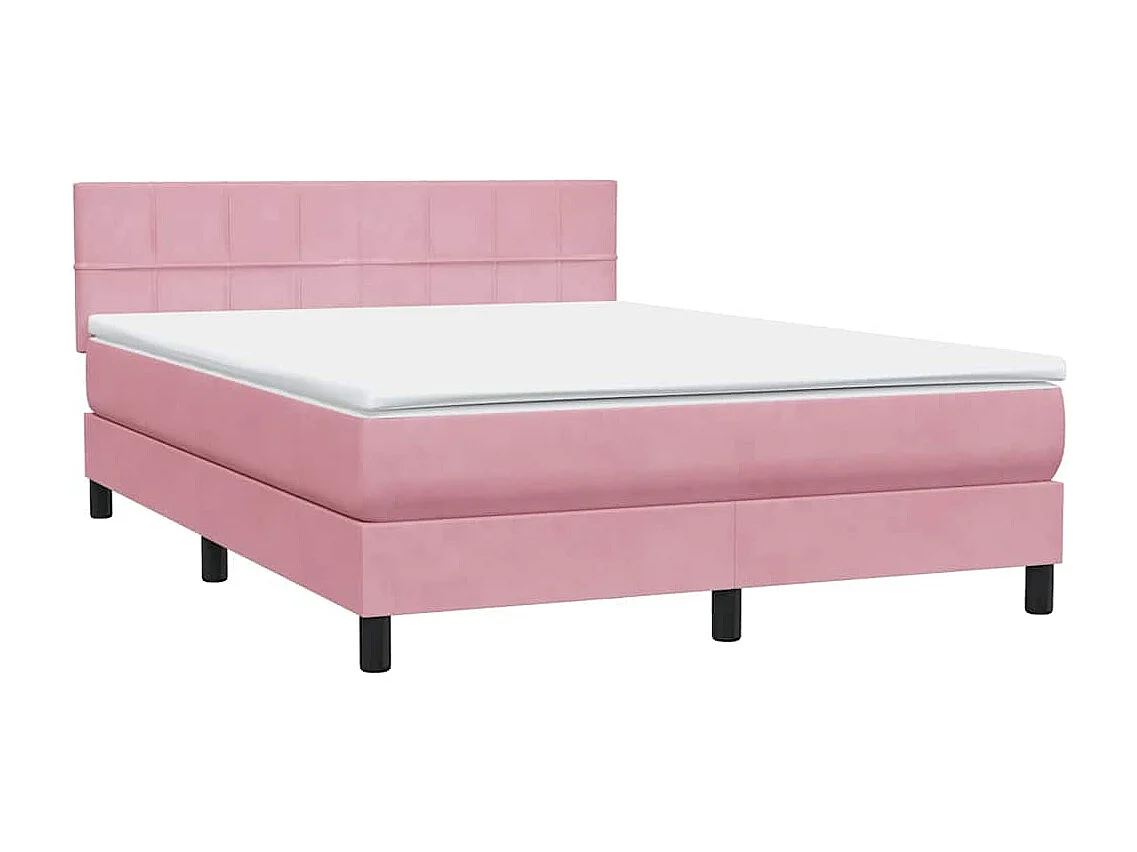 Sommier à lattes de lit avec matelas rose 140x210 cm velours