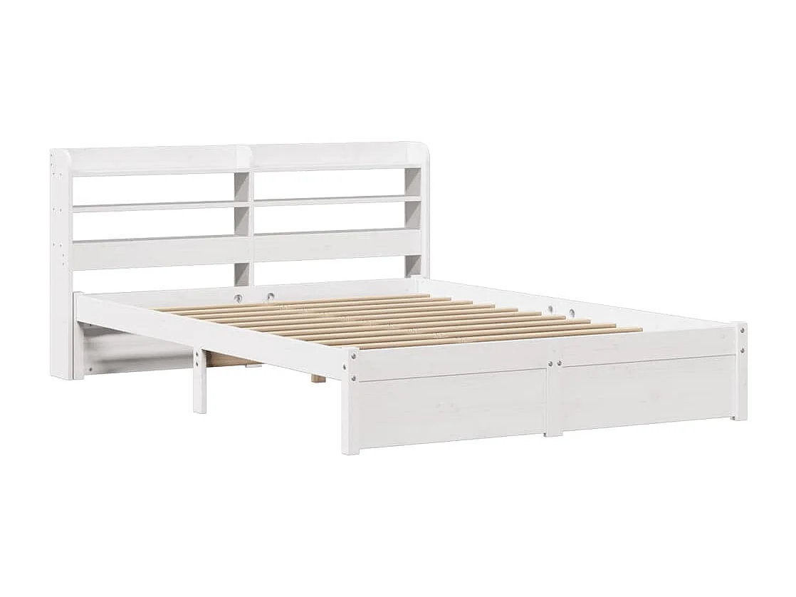 Cadre de lit avec tête de lit sans matelas blanc 150x200 cm