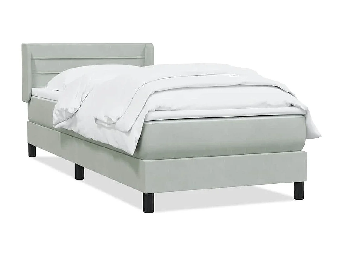 Boxspring met matras fluweel lichtgrijs 90x210 cm
