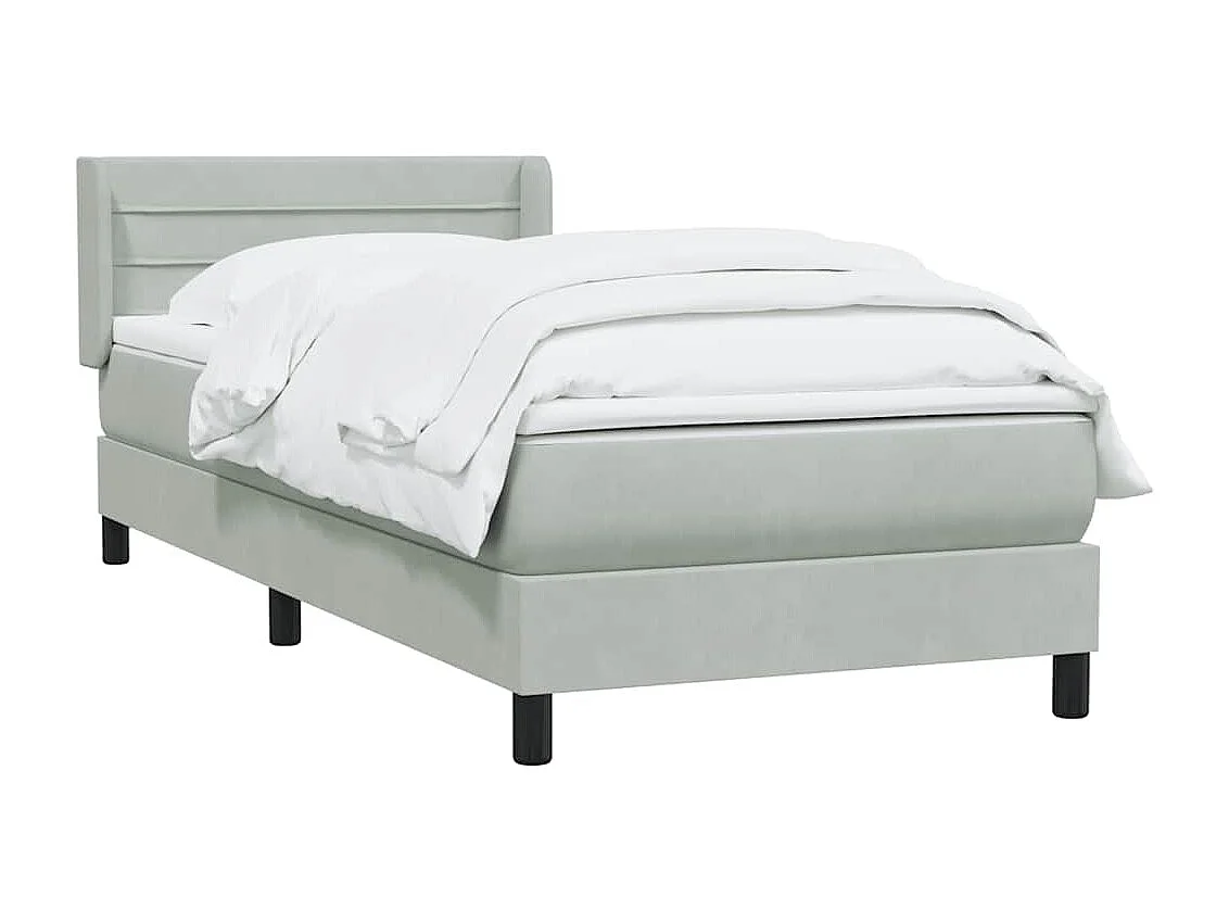 Boxspring met matras fluweel lichtgrijs 90x210 cm