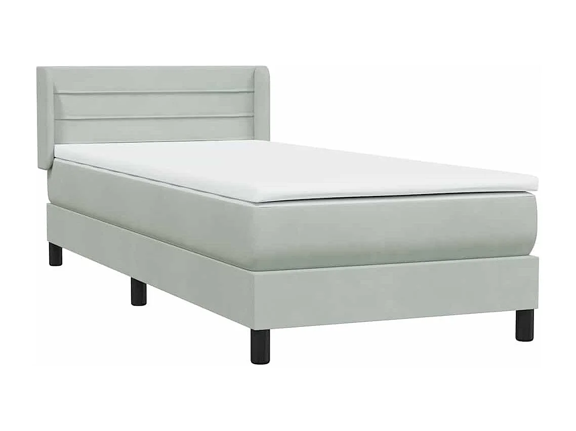 Boxspring met matras fluweel lichtgrijs 90x210 cm