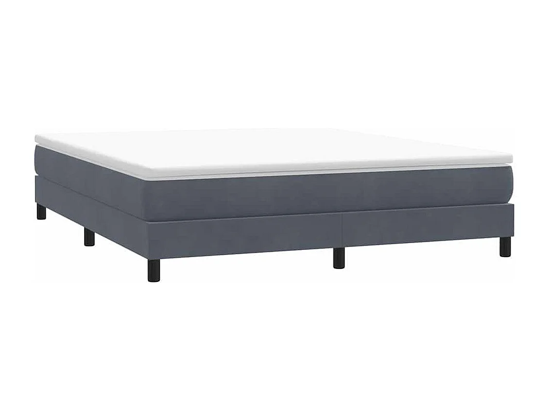 Cama com molas sem colchão 180x220 cm veludo cinzento-escuro