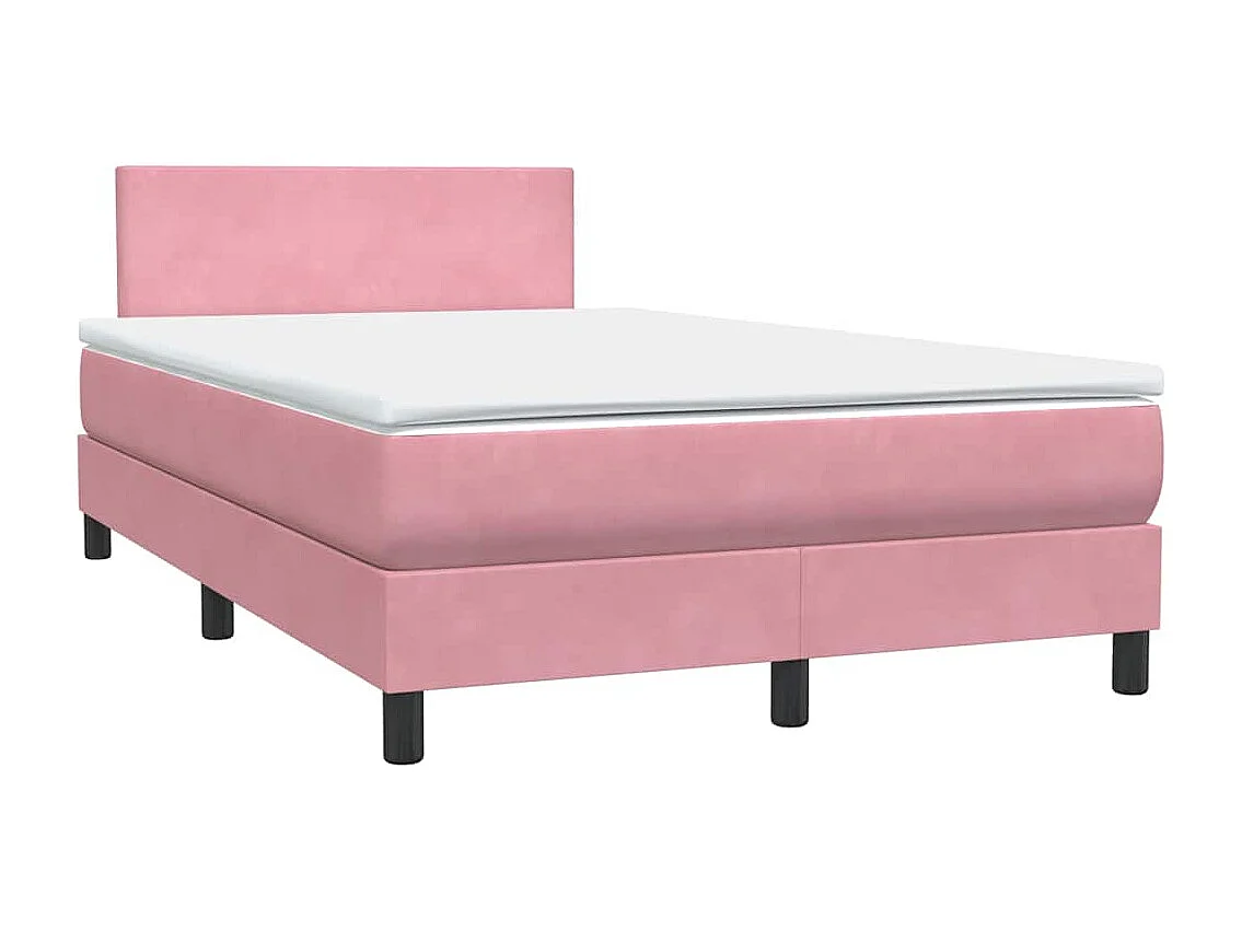 Boxspring met matras fluweel roze 120x220 cm