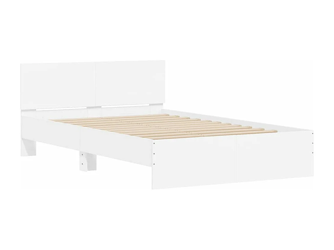 Cadre de lit avec tête de lit et LED blanc 140x200 cm