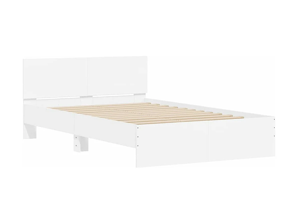 Estrutura de cama com cabeceira e luzes LED 140x200 cm branco