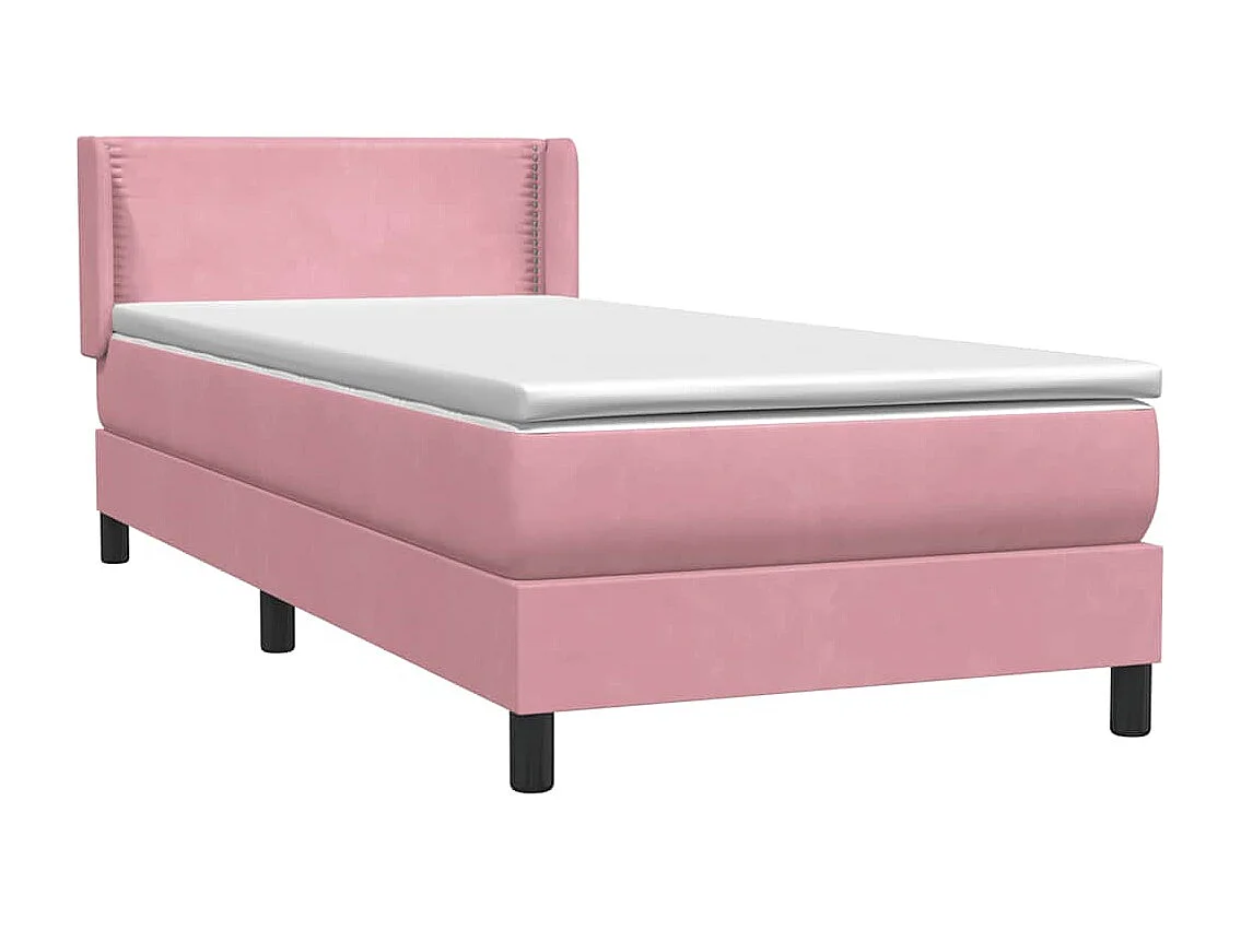 Sommier à lattes de lit avec matelas rose 100x220 cm velours