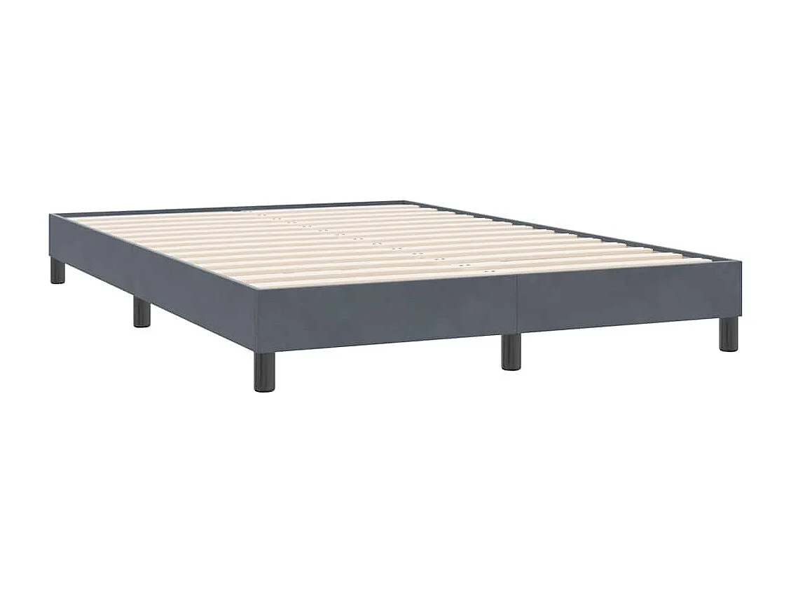 Cama box spring con colchón terciopelo gris oscuro 160x220 cm