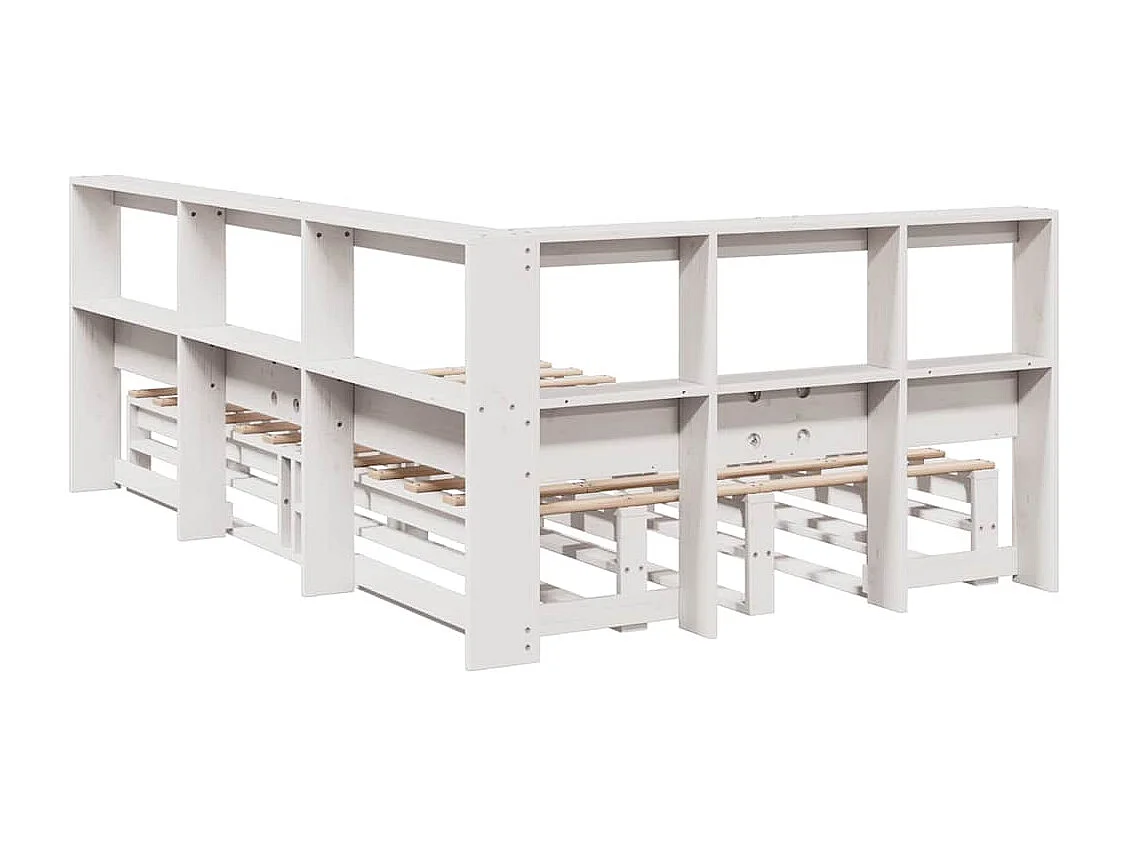 Cama con estantería sin colchón madera maciza blanca 120x200 cm