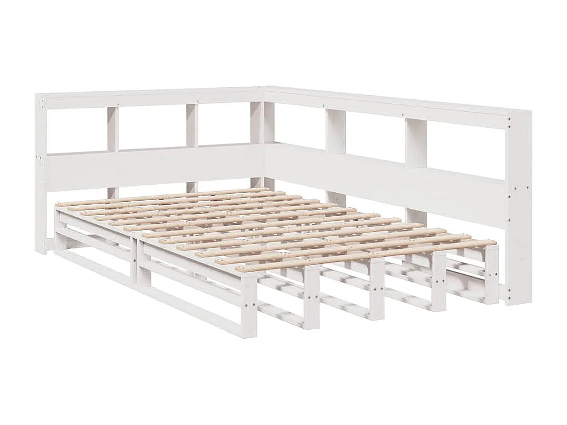 Lit bibliothèque sans matelas blanc 120x200 cm bois pin massif