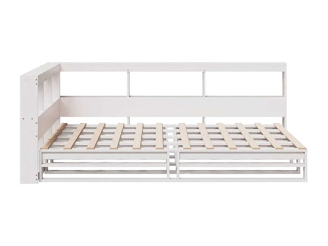 Lit bibliothèque sans matelas blanc 120x200 cm bois pin massif