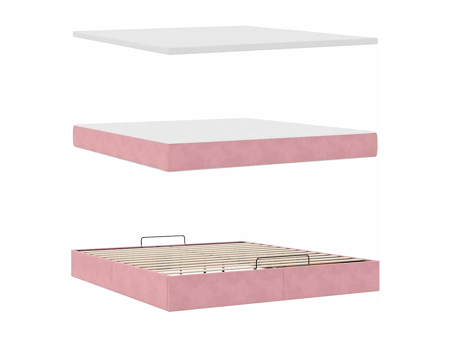 Ottoman bed met matras en LED's 160x200cm fluweel roze