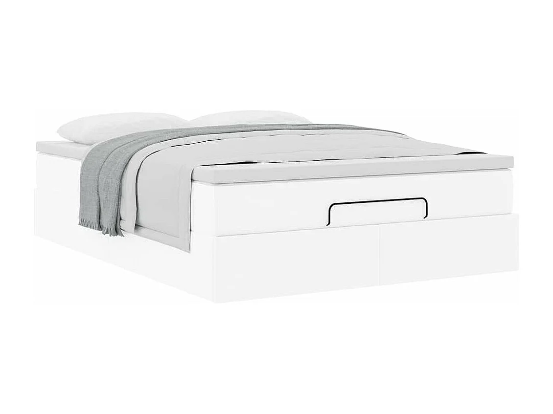 Cadre de lit ottoman avec matelas blanc 140x190 cm similicuir