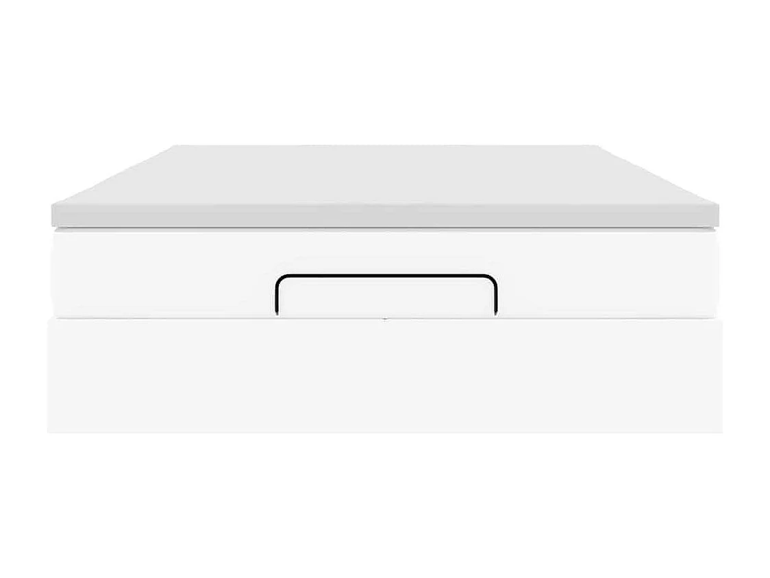 Cadre de lit ottoman avec matelas blanc 140x190 cm similicuir