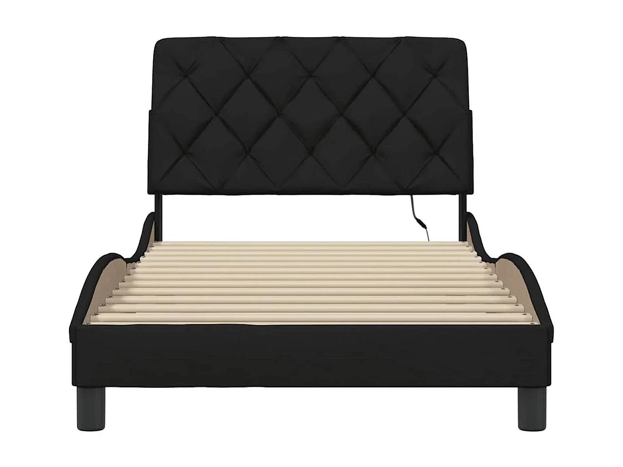 Cadre de lit avec LED sans matelas noir 100x200 cm tissu