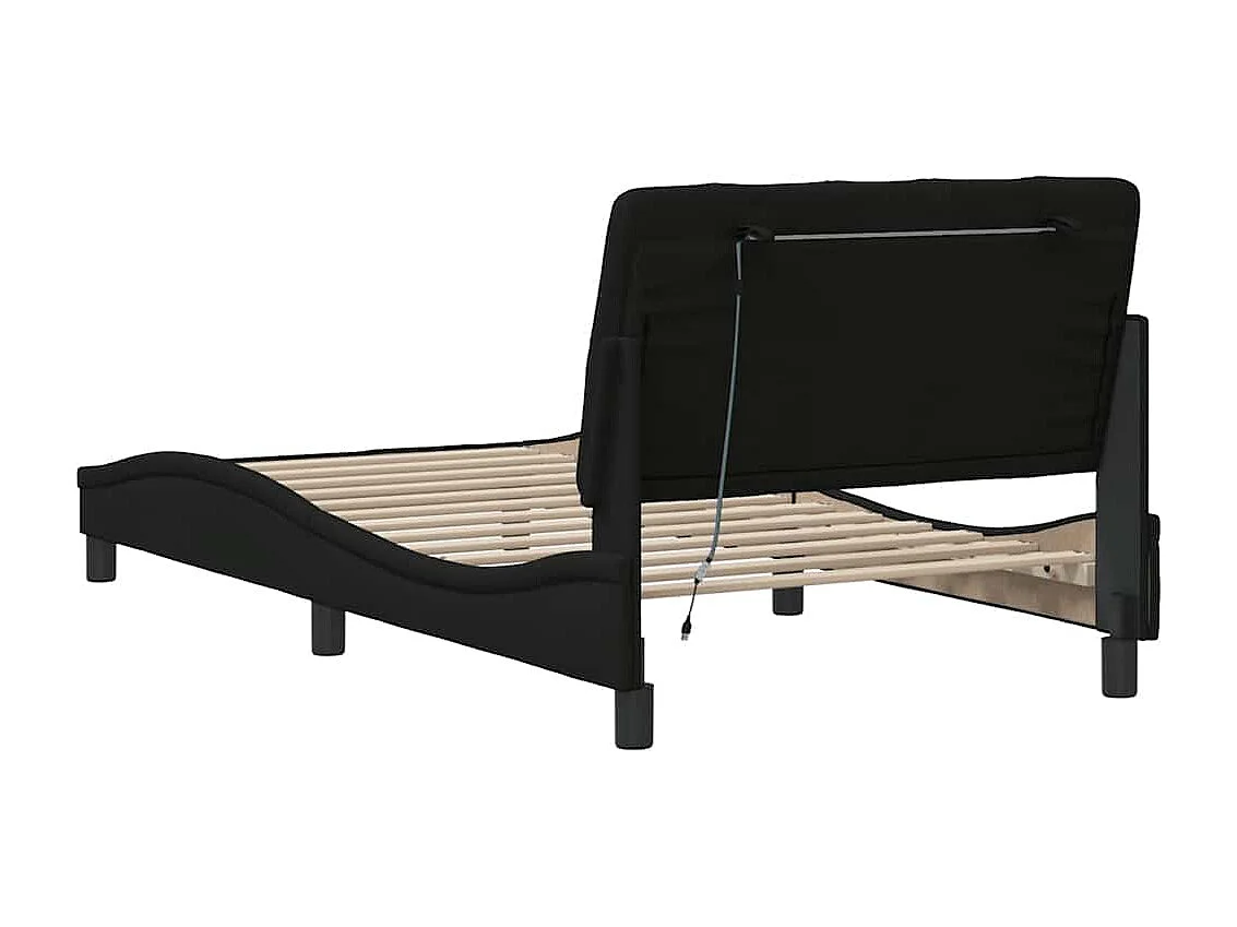 Cadre de lit avec LED sans matelas noir 100x200 cm tissu