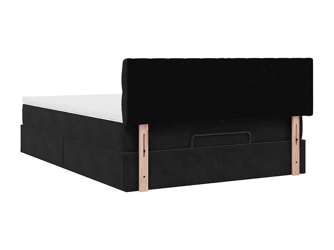 Cadre de lit ottoman avec matelas noir 140x190 cm velours