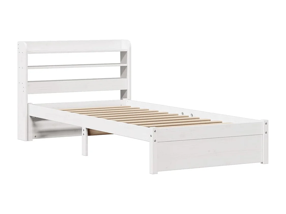 Bedframe met hoofdbord massief grenenhout wit 75x190 cm