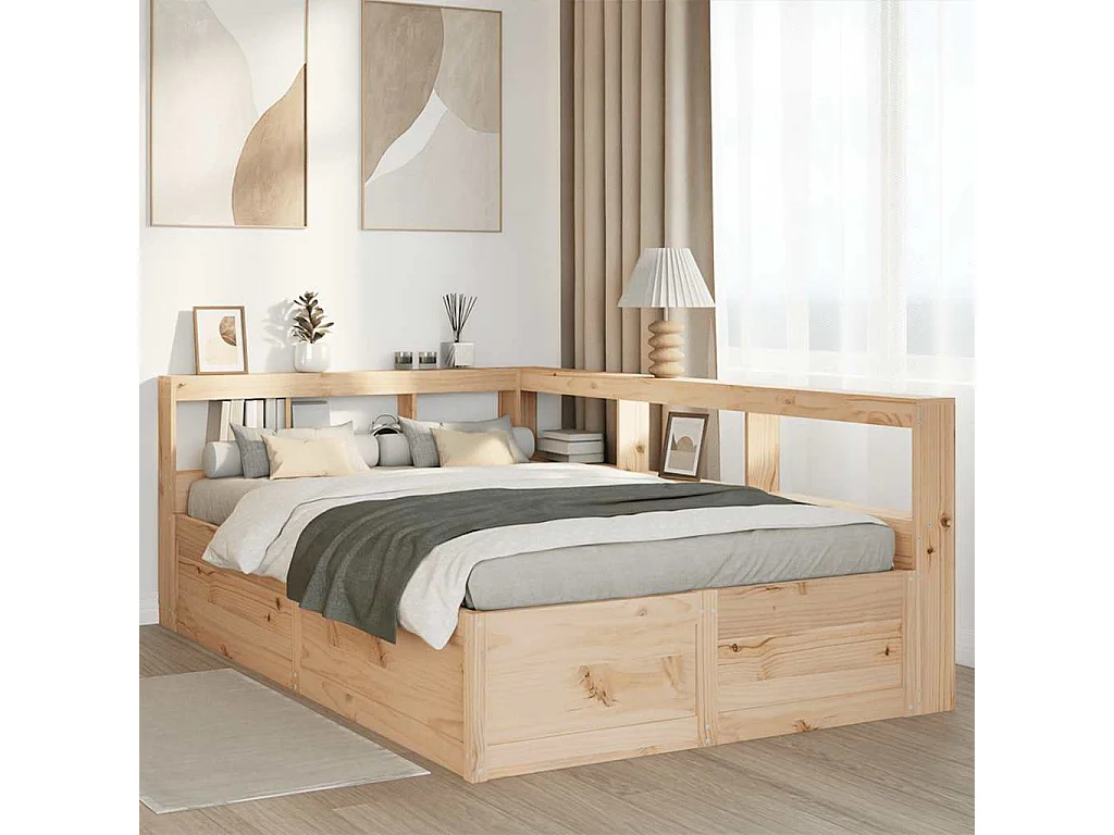 Cama com estante sem colchão 120x190 cm pinho maciço