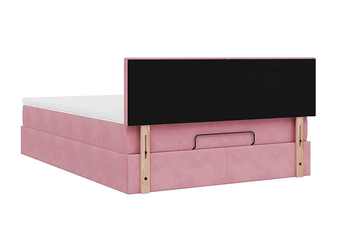 Ottoman bed met matras 140x190cm fluweel roze