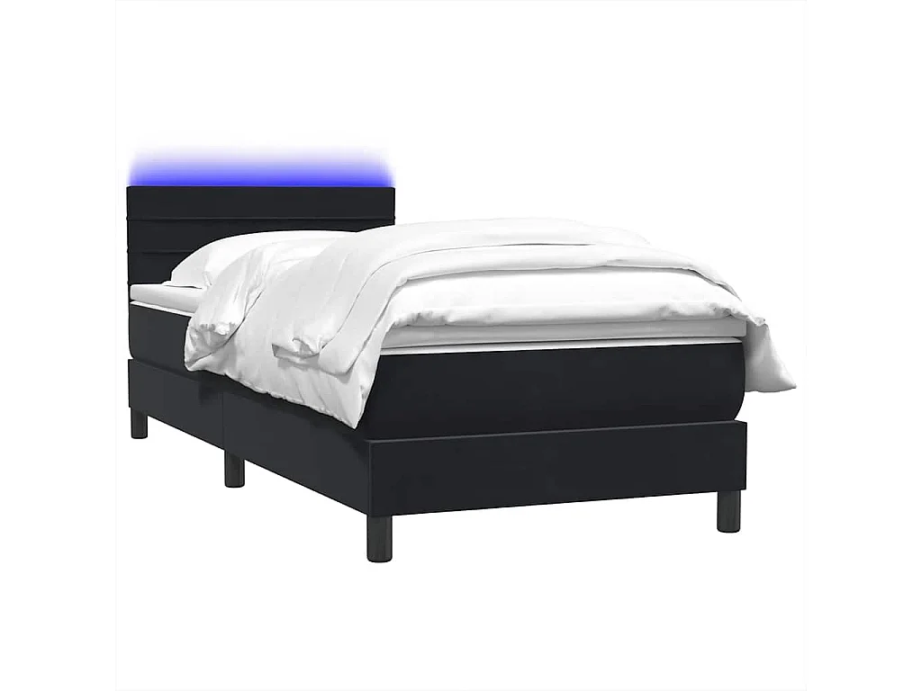 Cama com molas/colchão preto 80x210 cm veludo