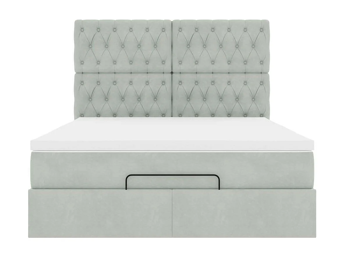 Estructura cama otomana con colchones gris claro 140x200cm