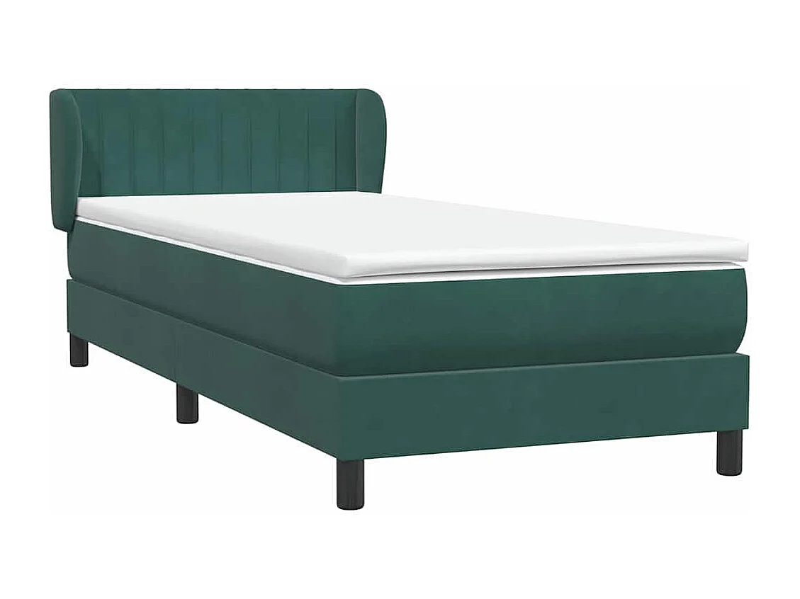 Cama com molas/colchão verde-escuro 80x220 cm veludo