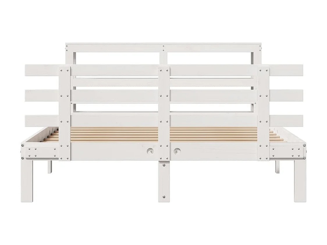 Estructura de cama con cabecero sin colchón blanco 140x200 cm